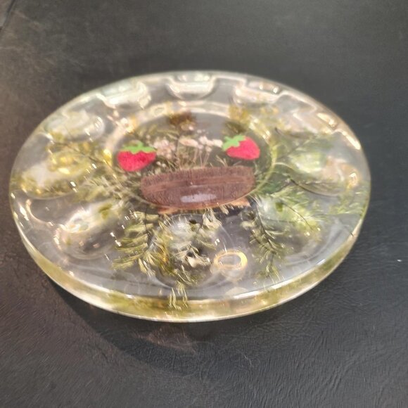 Vintage Deviled Egg Lucite Acrylic Pressed Flowers - Picture 3 of 5